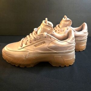Reebok + Cardi B Pink Sneakers Classic Leather Platform Women's 7.5 Hiphop Glam
